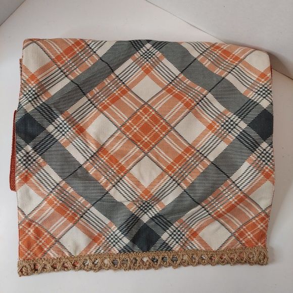 Autumn Thanksgiving Reversible Embroidered Plaid Table Runner - Picture 4 of 8